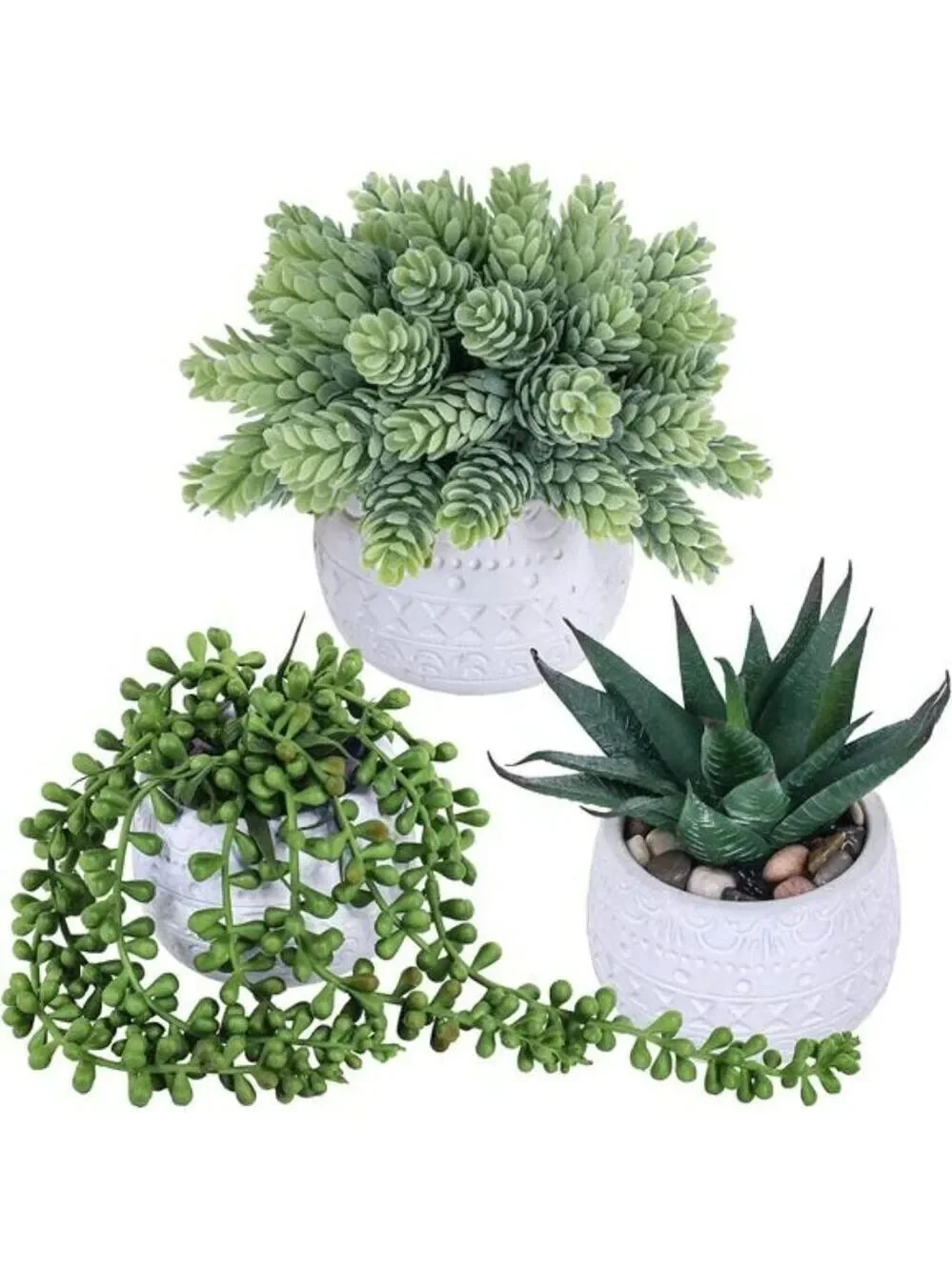 small artificial succulent potted plants faux greenery home office decor 3 set